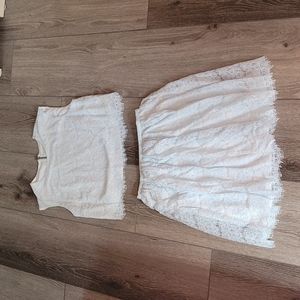 Lark & Ro Light blue lace crop top and skirt set, Size 6